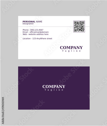 business card design in purple and white color (3.75 ×2.25) inches 