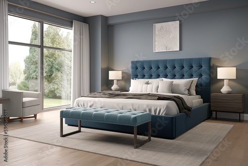 blue contemporary modern bedroom 