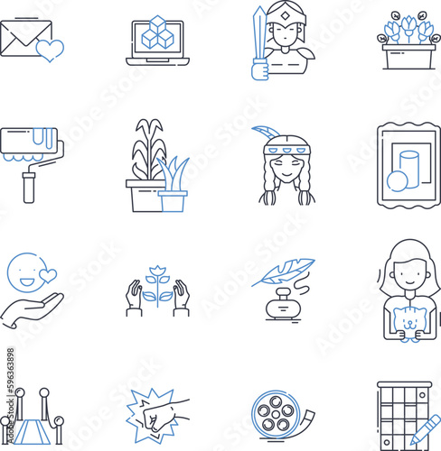 Pottery line icons collection. Clay, Wheel, Kiln, Coil, Glaze, Sculpture, Ceramics vector and linear illustration. Porcelain,Molding,Texture outline signs set Generative AI