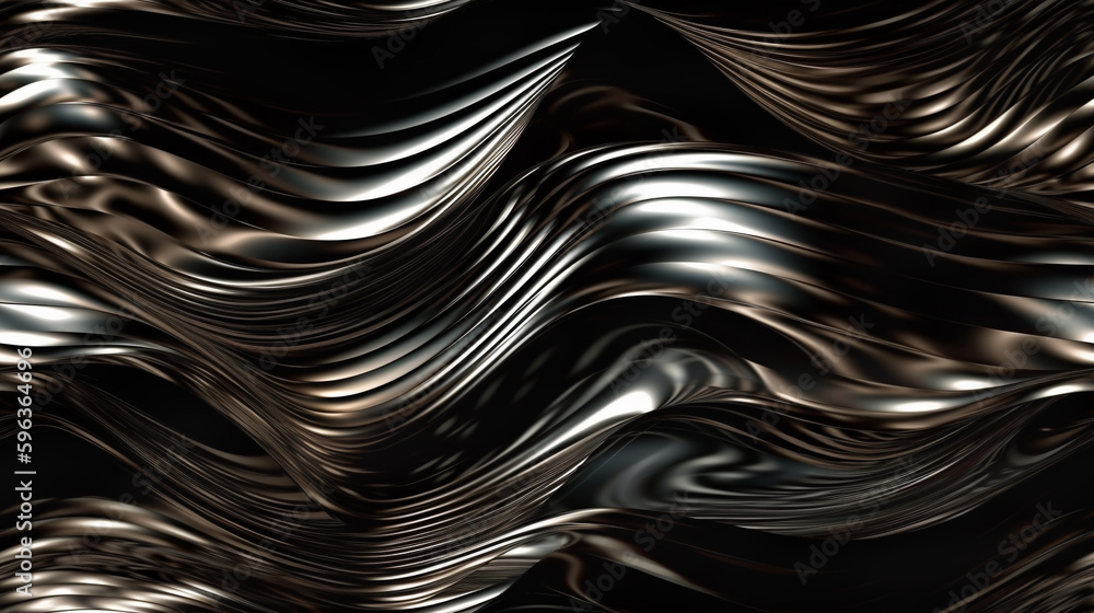 Seamless Tile of Metalic Wavy Abstract Background - Generative AI. With the option to seamlessly tile on all sides to your desired size.