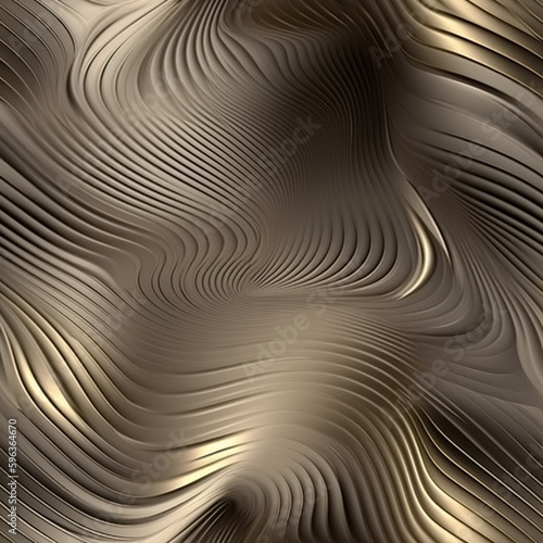 Seamless Tile of Metalic Wavy Abstract Background - Generative AI.