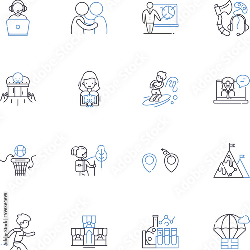 Island hopping line icons collection. Paradise, Adventure, Exploration, Diversity, Nature, Relaxation, Scenery vector and linear illustration. Culture,History,Fun outline signs set Generative AI