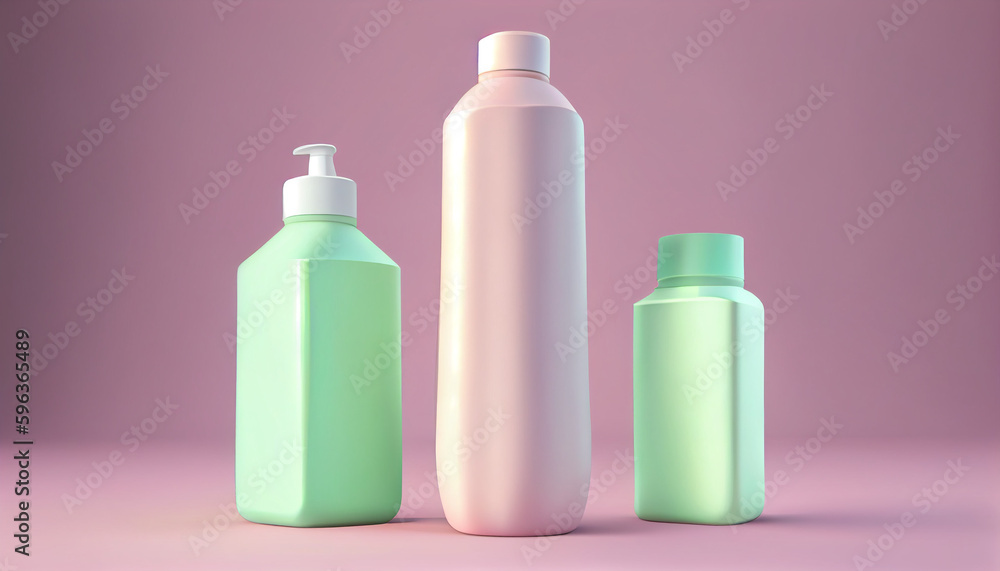 Lotion Realistic bottle mock up. Isolated three cosmetics bottle mokeup. Ai generated image Lotion Realistic bottle mock up. Isolated three cosmetics bottle mokeup. Ai generated image