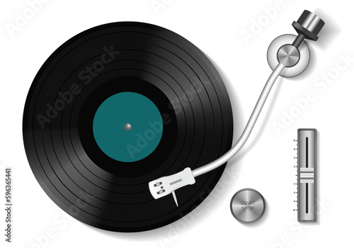 Vinyl record. Vintage record player and retro vinyl disc. Realistic © viktorrey