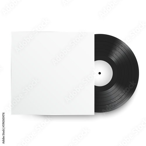 Realistic Vinyl Record with Cover Mockup. Front view 