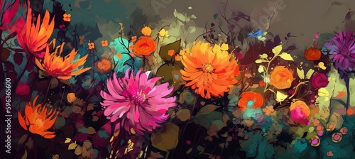 Beautiful abstract Watercolor Flowers art - Generative ai