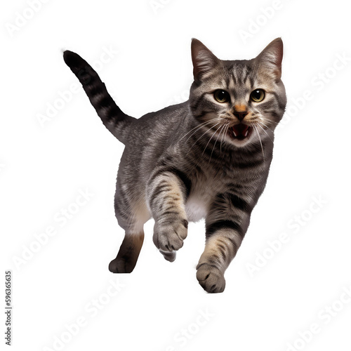 cat jumping isolated on white © Tidarat