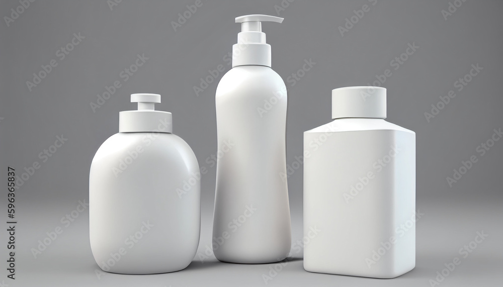 Lotion shampoo. Realistic bottle mock up set. Product Mockup set Ai generated image Lotion shampoo. Realistic bottle mock up set. Product Mockup set Ai generated image
