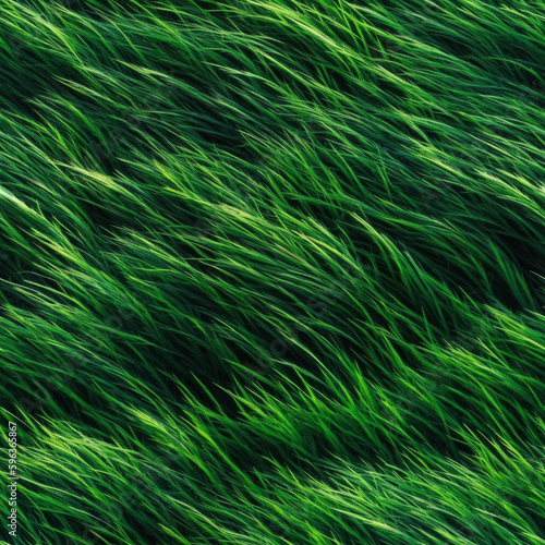 Seamless Tile of Fresh Grass on a White Background - Generative AI.