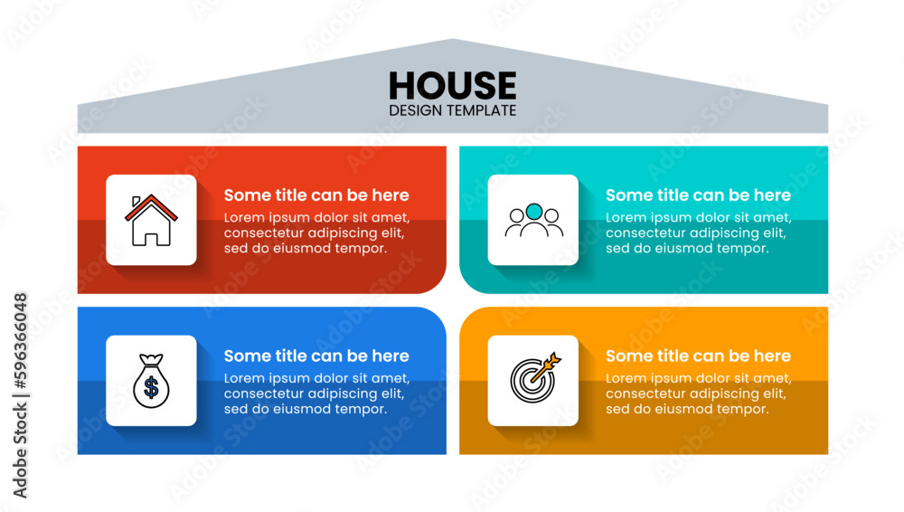 Infographic template. House with 4 steps and icons Infographic template. House with 4 steps and icons