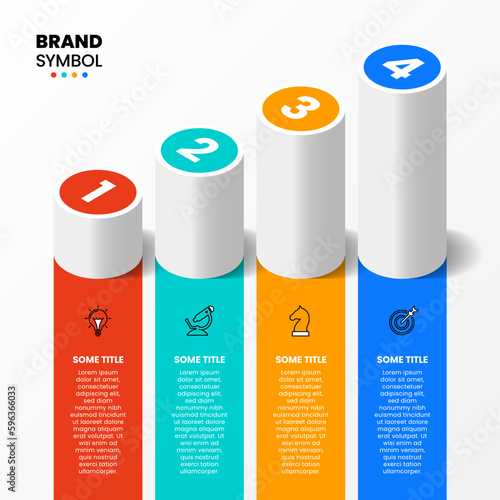 Infographic template. 4 gradually increasing columns with numbers