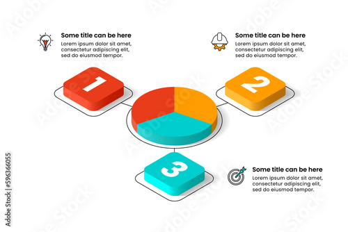 Infographic template. Isometric pie with 3 steps