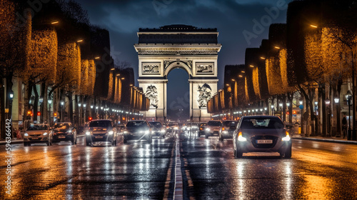 Arc of Triumph. Breathtaking travel destination place. Generative AI © piai