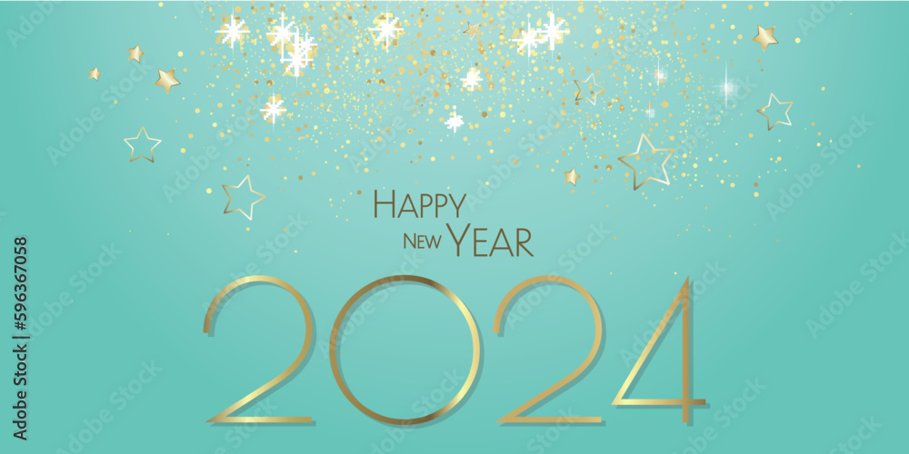 happy new year 2024 Glitter gold stars background party festive