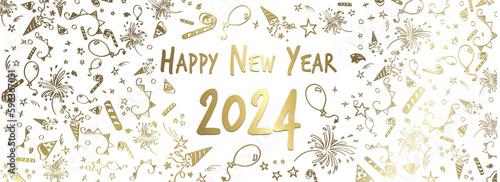 happy new year 2024 - celebration doodles design