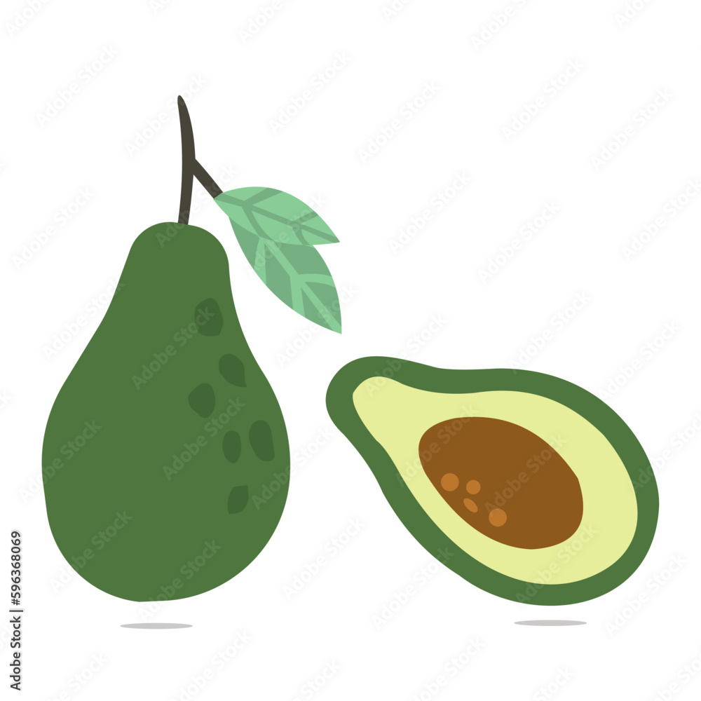 Doodle fruits. Natural tropical fruit, avocado doodles, organic fruits or vegetarian food. Vector isolated icons illustration.