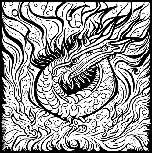 black and white dragon tattoo vector