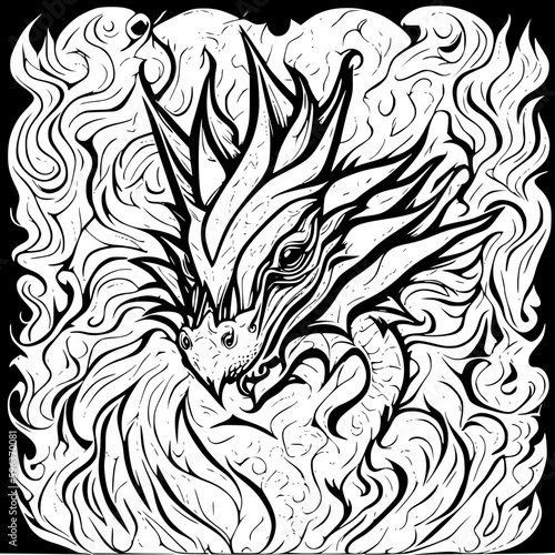 black and white dragon tattoo vector