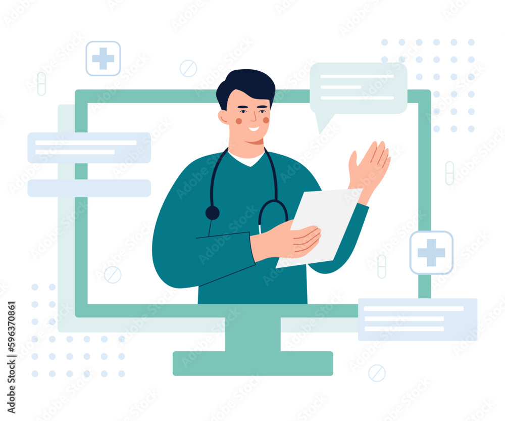 Young healthcare professional consulting on Internet Young healthcare professional consulting on Internet