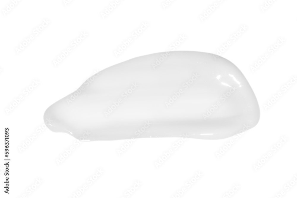 A drop of liquid smeared white cream on a white background. Isolated A drop of liquid smeared white cream on a white background. Isolated