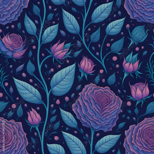 a detailed illustration of flowers intricat Generative AI