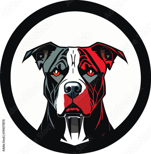 Pitbull breed dog vector logo