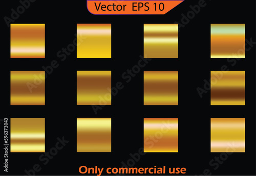 Set of empty gold buttons and sliders, web icons and game icon set. Gradient mesh. Vector illustration.