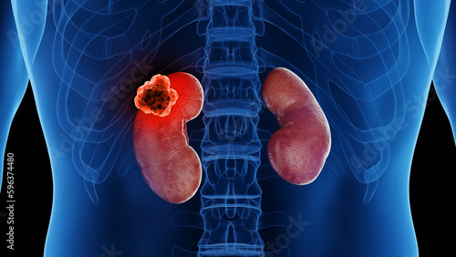 3d rendered medical illustration of kidney cancer