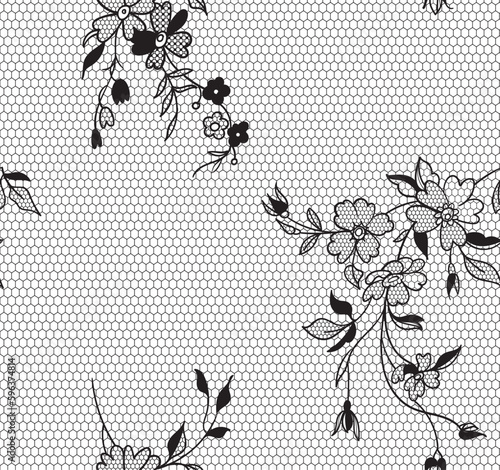 Seamless vintage floral lace pattern