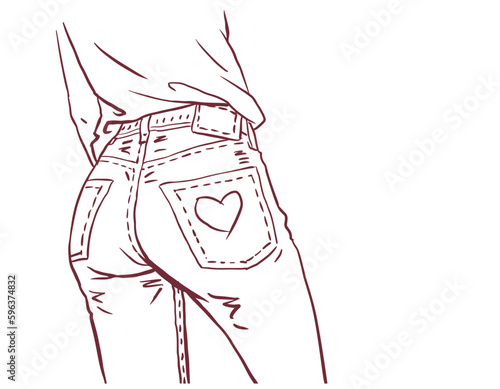 person with a long jeans vector for card decoration illustration