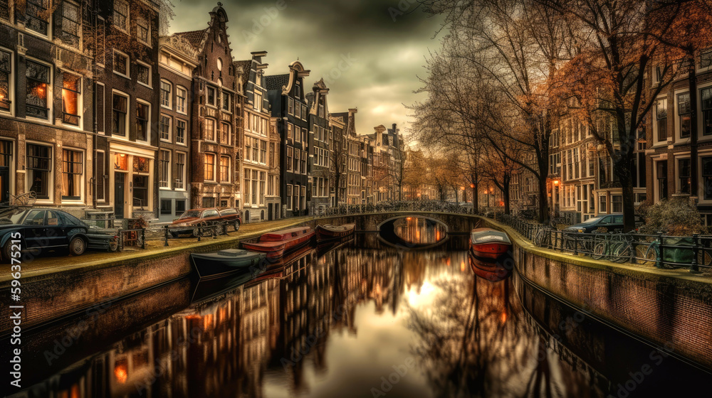 Amsterdam. Breathtaking travel destination place. Generative AI