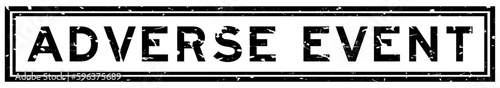 Grunge black adverse event word square rubber seal stamp on white background