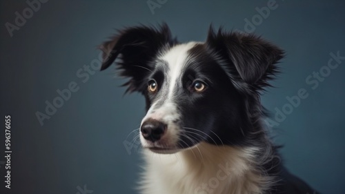 Border collie puppy dog holding stethoscope in mouth on yellow background. Purebred pet dog waiting to be seen by the veterinarian in the clinic.Animals and pet health concept. The Generative AI © Satawat