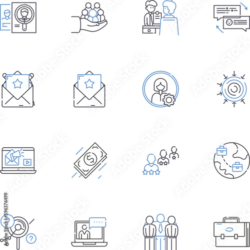 Competitor analysis line icons collection. Rivals, Analysis, Competition, Comparison, Market share, Research, Benchmarking vector and linear illustration. Strategy,Assess,Intelligence Generative AI
