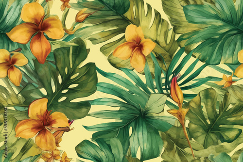 seamless pattern of beautifull yellow flowers and leaves