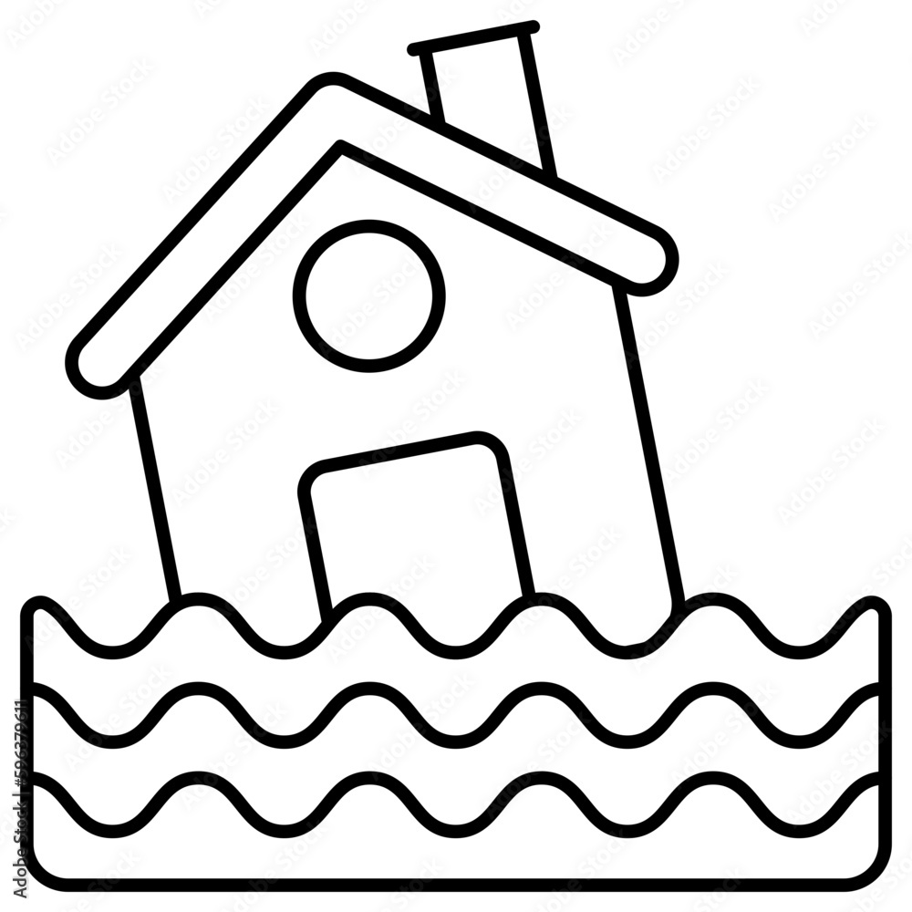 Flood icon in flat design isolated on white background Flood icon in flat design isolated on white background