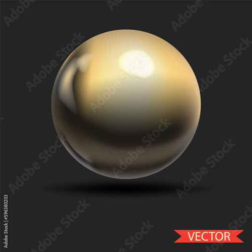 Golden, metallic sphere, ball. Vector geometric figure. Graphic element for design, backgrounds, posters, print, websites.