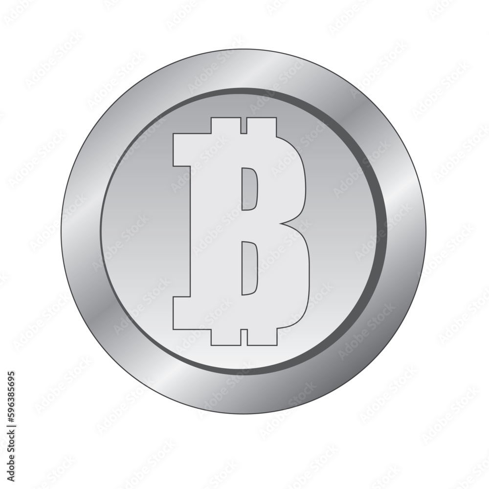 Silver bitcoin icon isolated on a white background Silver bitcoin icon isolated on a white background