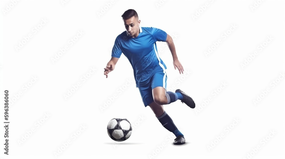 Man playing soccer in action against a white background. Image in vector format.The Generative AI
