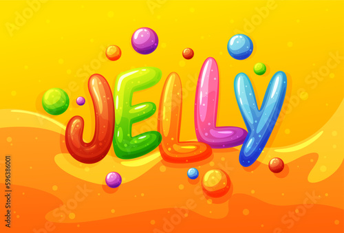 The inscription is jelly in the form of a bright colored candy. Bright children inscription. Vector illustration