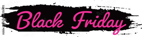 Black friday clearance sale banner template. Seasonal wholesale, shopping event advertising. Limited time offer promotion poster element. Ink brush stroke with typography.