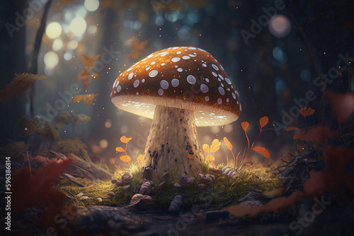 mushrooms in the forest made with generative ai
