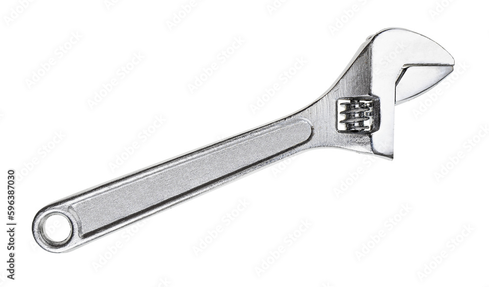 silver steel adjustable wrench isolated on white background silver steel adjustable wrench isolated on white background