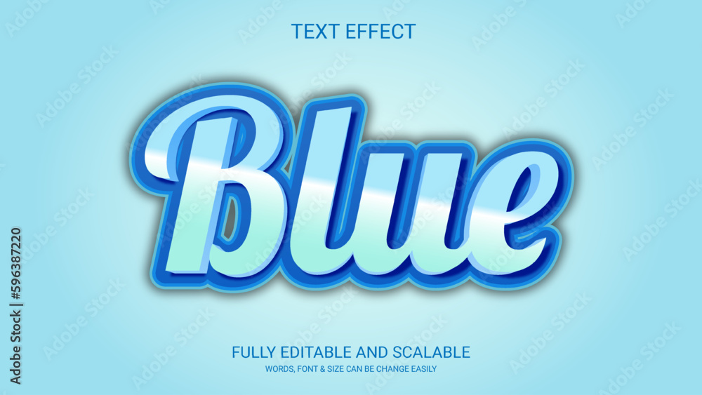 Blue 3D Editable Vector Text Effect Template