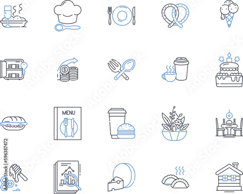 Artisanal Food line icons collection. Handcrafted, Locally-sourced, Artisan, Homestyle, Organic, Farm-to-table, Small-batch vector and linear illustration. Gourmet,Farmstead,Heritage Generative AI