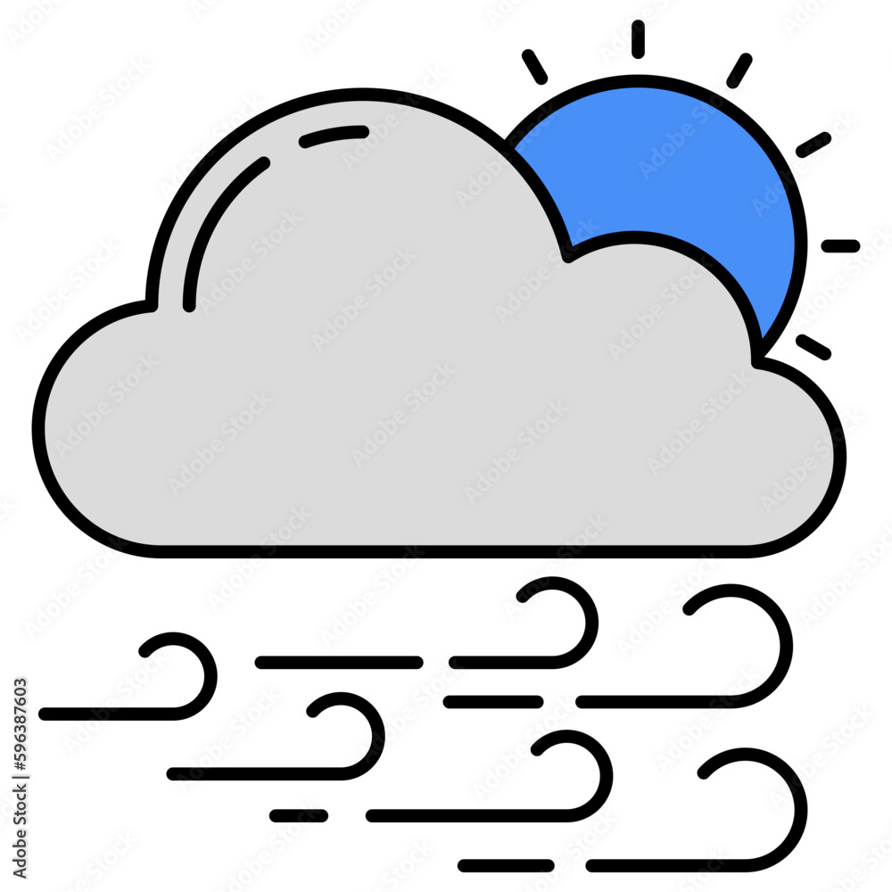 Editable design icon of windy cloud Editable design icon of windy cloud