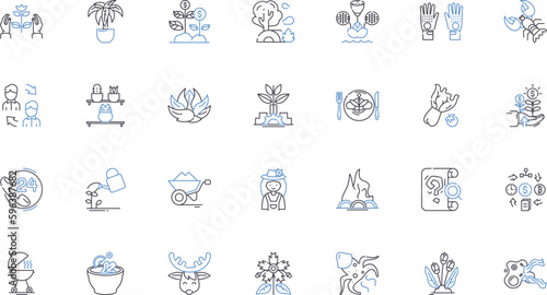 Brewery factory line icons collection. Hops, Barrel, Fermentation, Yeast, Taproom, Beer, Lager vector and linear illustration. Malt,Bottling,Keg outline signs set Generative AI