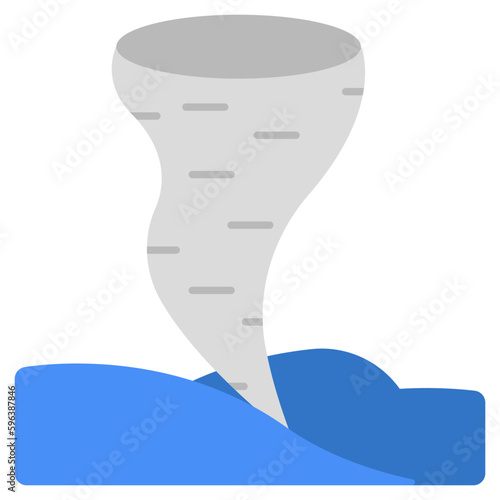 A flat design icon of hurricane 