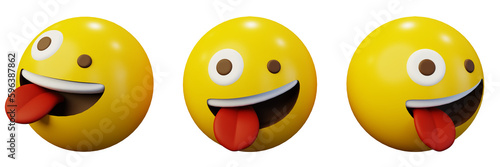 3d emoticon silly face emoji or yellow ball emoticon creative user interface web design symbol