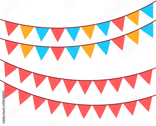 small vector flag icon set hanging above. small curved flag background decoration